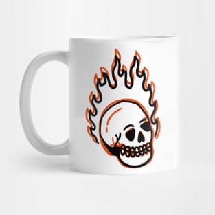 Skeleton fire on fired scary vintage Mug